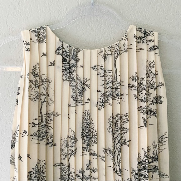 & Other Stories Cream Print Sleeveless Pleated Blouse S - Picture 3 of 7